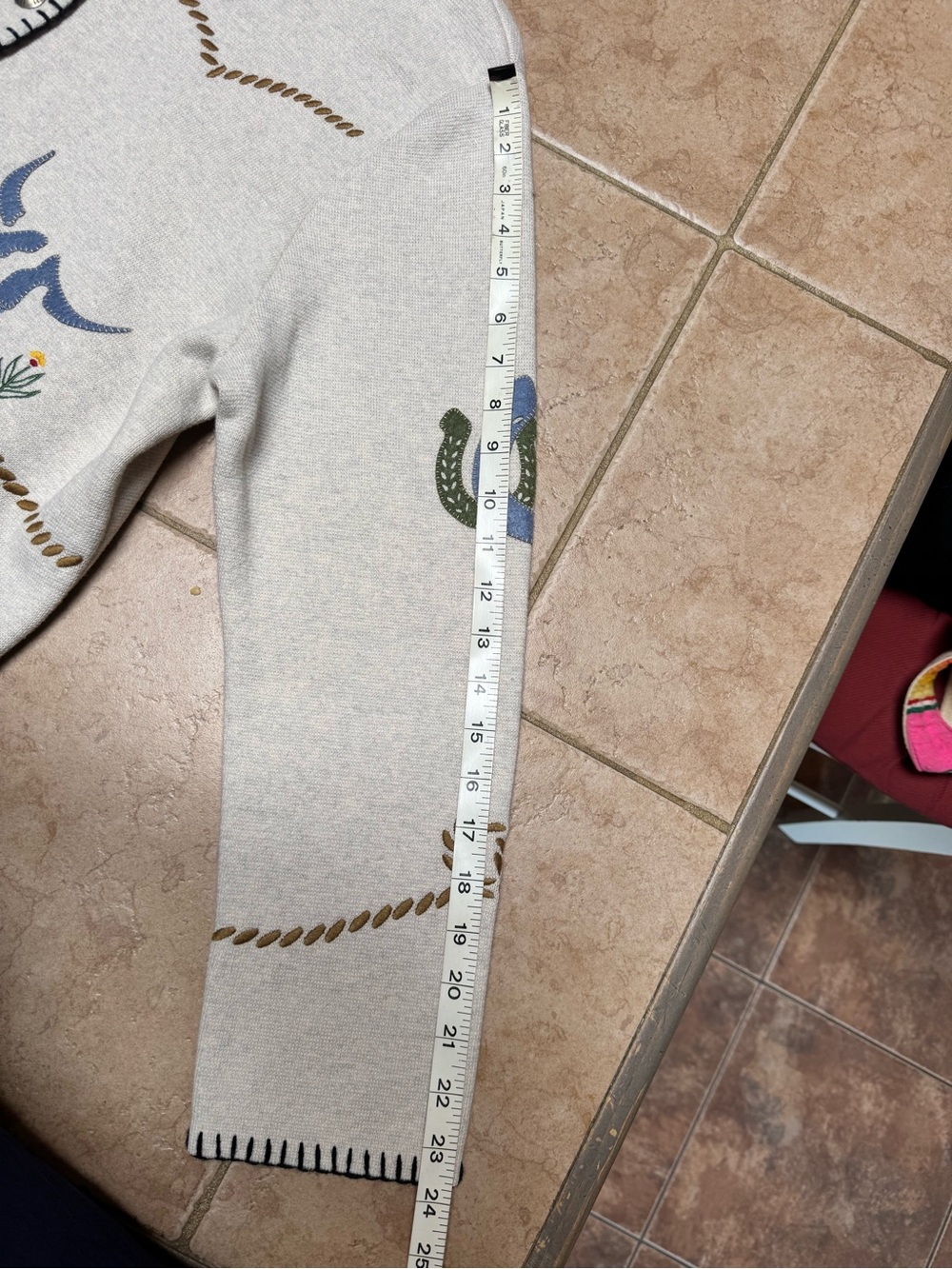 Pendleton Cream Embroidered Western Wool Sweater - Picture 11 of 16